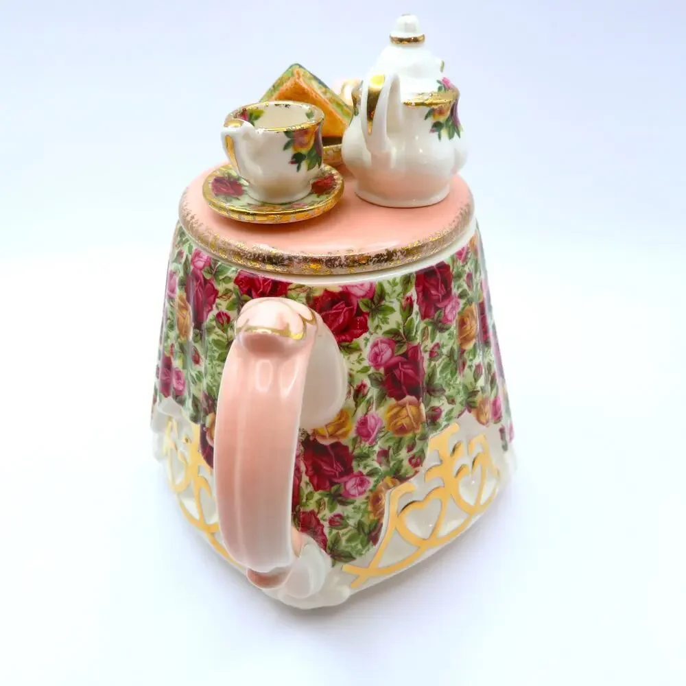 Royal Albert Old Country Roses Chintz Collection Mini Tea Table Teapot 1996
